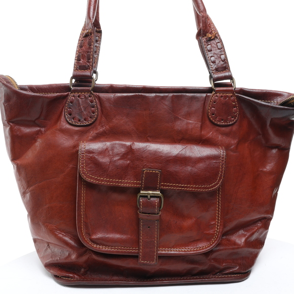 Noonday Collection Leather Handbag Purse Shoulder Boho Bag 6x11x11 Brown - Picture 11 of 15